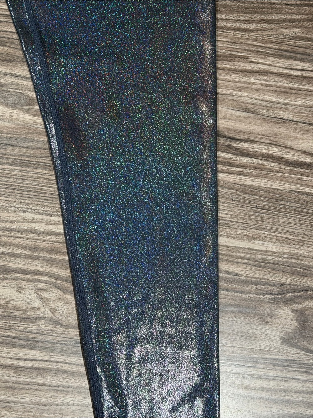 LOVE HER Black Pearl Metallic Shimmer Holographic 7/8 High Waist Legging M - Picture 4 of 12